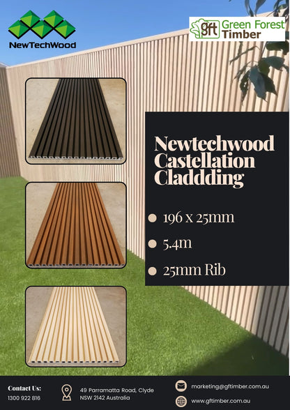 Newtechwood Castellation Cladding 25 Rib 196 x 25mm (5.4m)