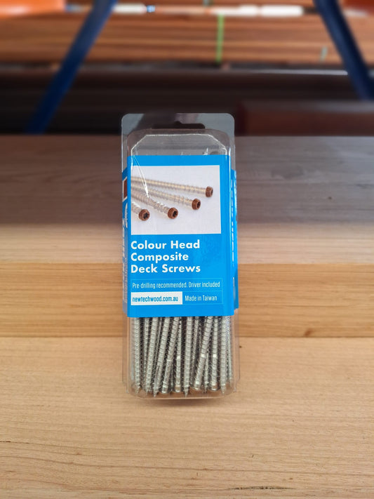 Deck Hedz Coloured Head Composite Decking Screws 10g x 65mm (Teak)